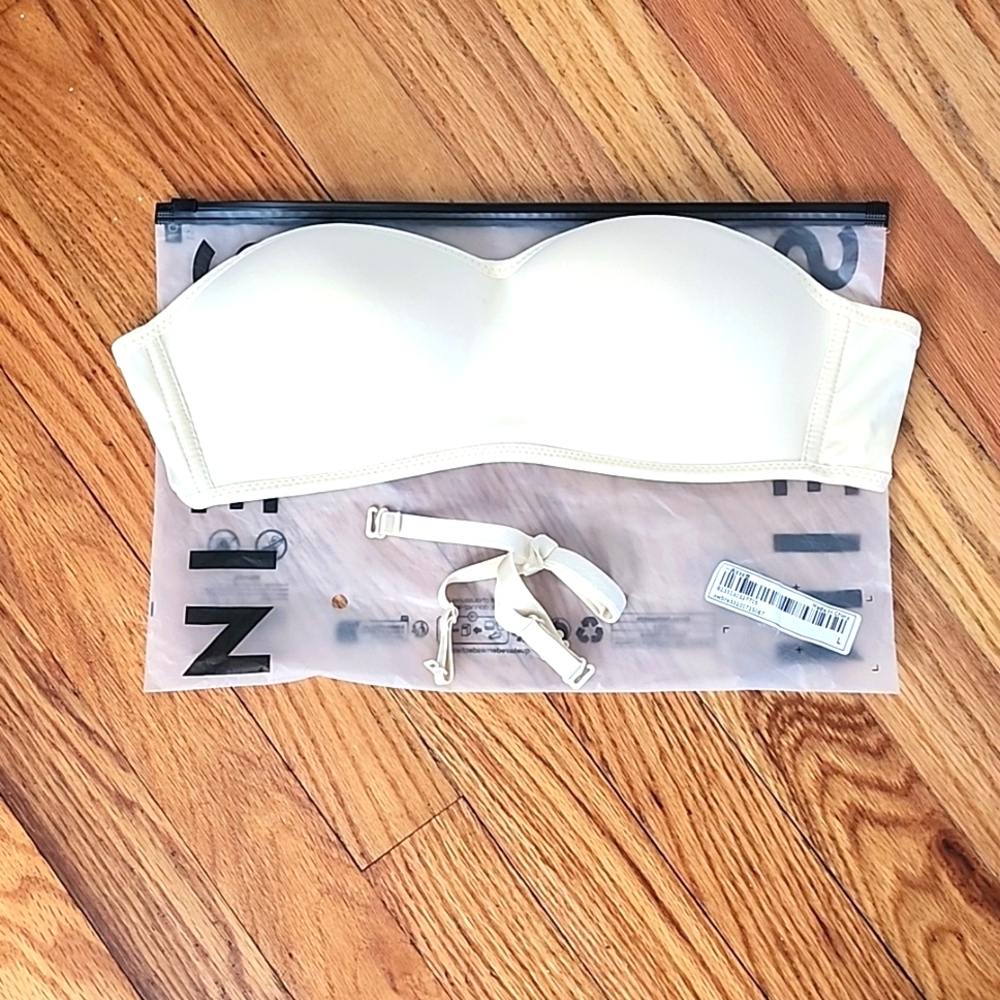 Bandeau Bra With Adjustable Strap Shein strapless bra nude Large